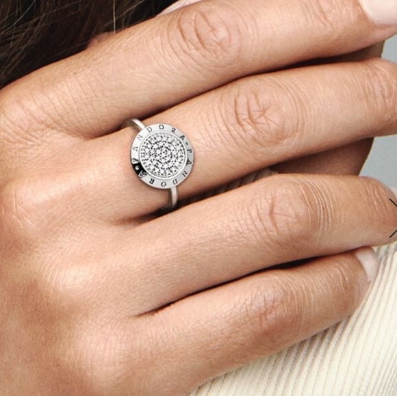 Pandora Logo Pavé Ring NWOT - Picture 3 of 3